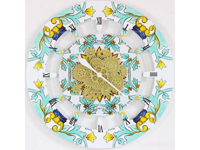 The Gears Clock 36 inches Round Italy Collection Wall Clock with Moving Gears