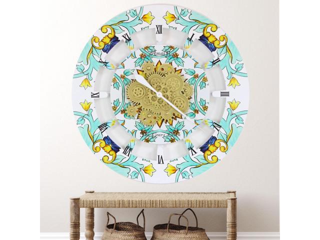 The Gears Clock 36 inches Round Italy Collection Wall Clock with Moving Gears