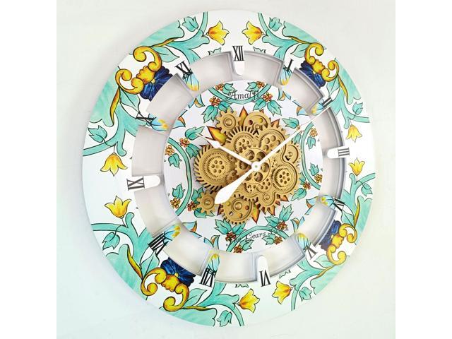 The Gears Clock 36 inches Round Italy Collection Wall Clock with Moving Gears