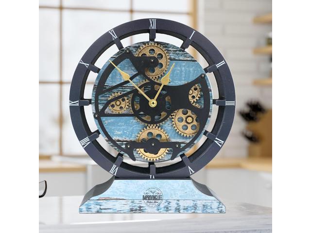 The Gears Clock Desk Clock 10 Inches With Real Moving Gear Convertible Into Wall Clock