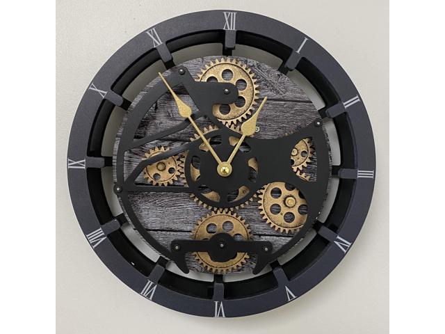 The Gears Clock Desk Clock 10 Inches With Real Moving Gear Convertible Into Wall Clock Carbon Grey