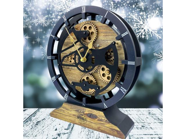The Gears Clock Desk Clock 10 Inches With Real Moving Gear Convertible Into Wall Clock Gold Antique