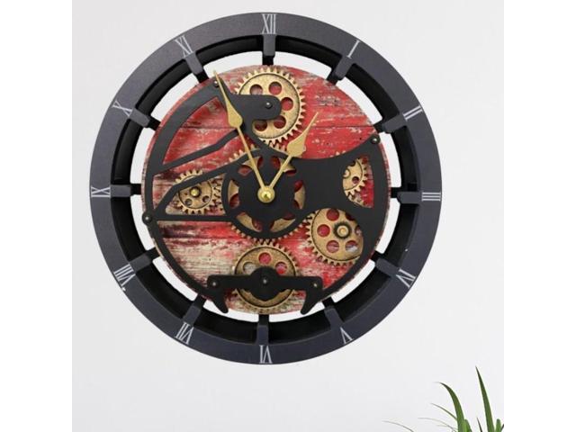 The Gears Clock Desk Clock 10 Inches With Real Moving Gear Convertible Into Wall Clock Red Lava