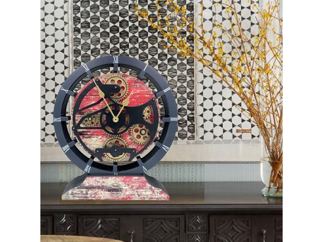The Gears Clock Desk Clock 10 Inches With Real Moving Gear Convertible Into Wall Clock Red Lava