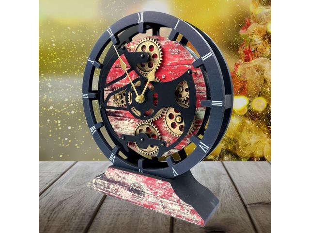 The Gears Clock Desk Clock 10 Inches With Real Moving Gear Convertible Into Wall Clock Red Lava