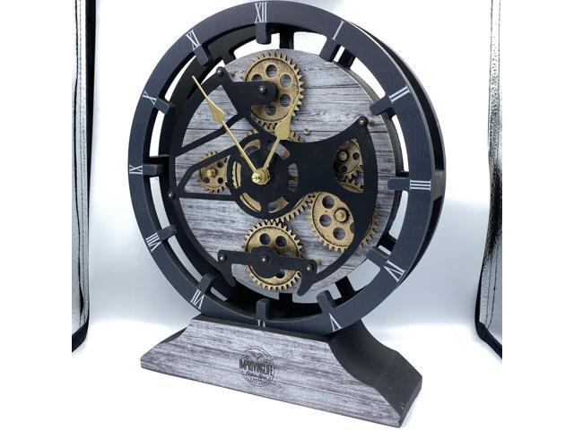 The Gears Clock Desk Clock 10 Inches With Real Moving Gear Convertible Into Wall Clock Silver Grey