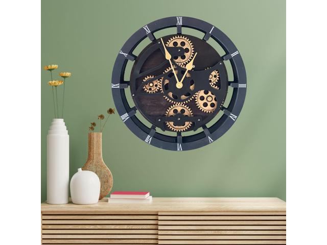 The Gears Clock Desk Clock 10 Inches With Real Moving Gear Convertible Into Wall Clock Vintage Black
