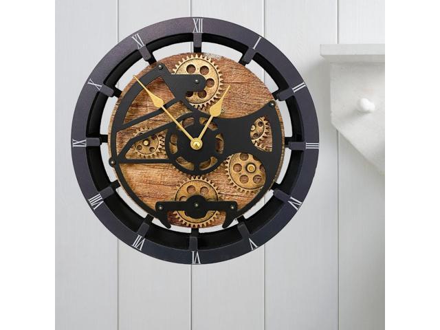 The Gears Clock Desk Clock 10 Inches With Real Moving Gear Convertible Into Wall Clock Vintage Brown