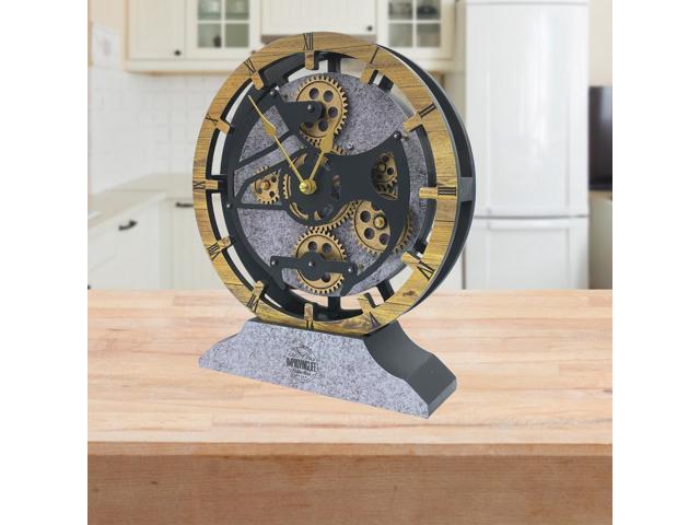 The Gears Clock Desk Clock 10 Inches With Real Moving Gear Convertible Into Wall Clock Wood & Stone