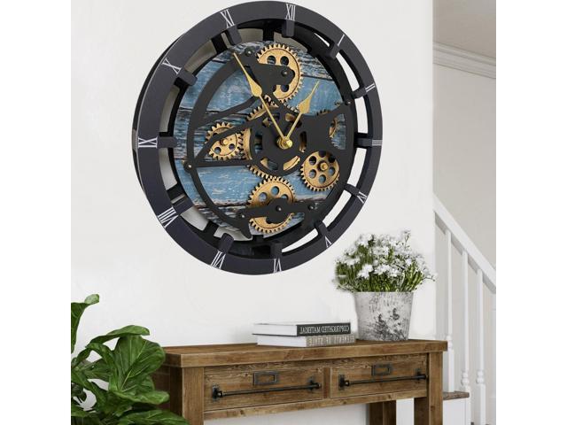 The Gears Clock 16 inches Wall Clock With Real Moving Gears convertible into a big Mantel Clock