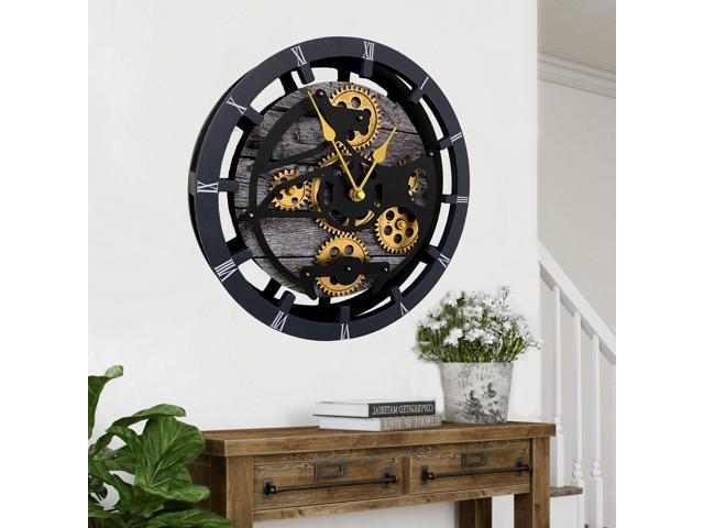 The Gears Clock 16 inches Wall Clock With Real Moving Gears convertible into a big Mantel Clock