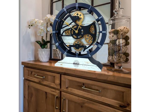 The Gears Clock 16 inches Wall Clock With Real Moving Gears convertible into a big Mantel Clock Desert Beige