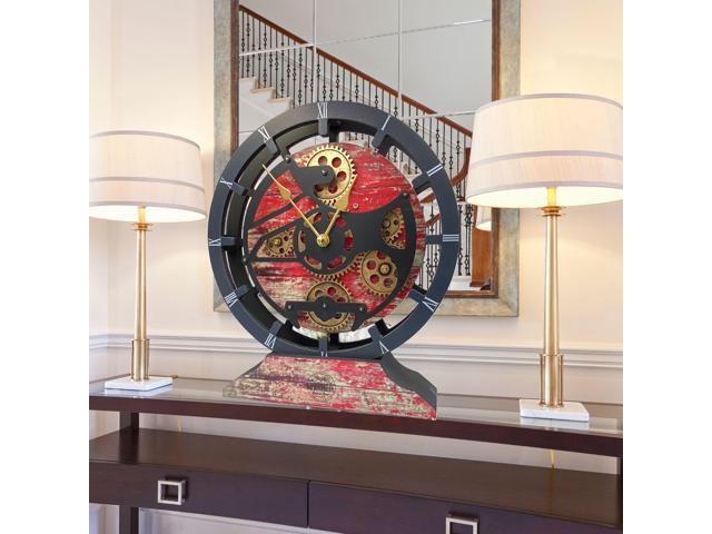 The Gears Clock 16 inches Wall Clock With Real Moving Gears convertible into a big Mantel Clock Red Lava