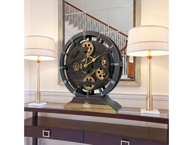 The Gears Clock 16 inches Wall Clock With Real Moving Gears convertible into a big Mantel Clock Vintage Black