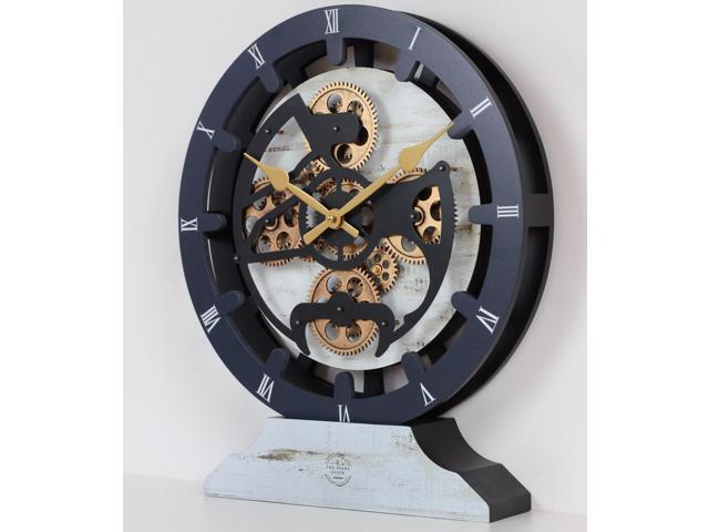 The Gears Clock 16 inches Wall Clock With Real Moving Gears convertible into a big Mantel Clock Desert Beige