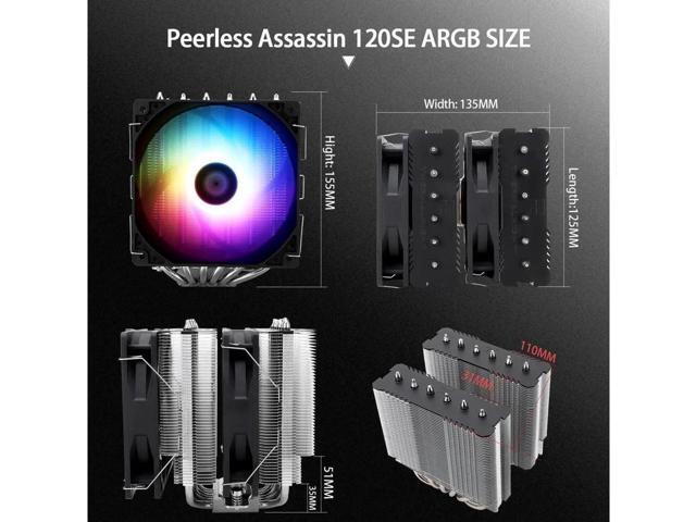 Peerless Assassin 120 SE ARGB CPU Air Cooler, 6 Heat Pipes Cpu cooler, Dual 120mm TL-C12C-S PWM Fan, Aluminium Heatsink Cover, AGHP Technology, for...