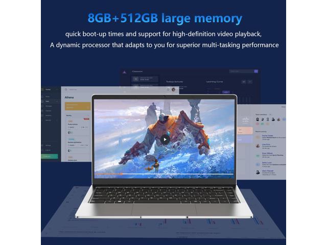 Thin Laptop 14.1Inch Laptop 8GB RAM 512GB SSD, IPS1080PLaptop, Intel Quad-Core(Up to 2.7GHz) J4125 Processor Windows 11 Pro Laptop, HD Camera, Dual...