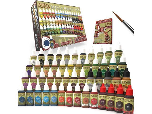 The Army Painter Miniature Painting Kit with Wargamer Regiment Miniatures Paint Brush Set for Figures, 50 Nontoxic Model Paints - Mega Paint Set of 3