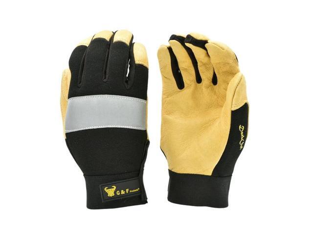 G & F Products Dark Owl High Visibility Reflective Performance Mechanics Work Gloves Men's Large X-Large