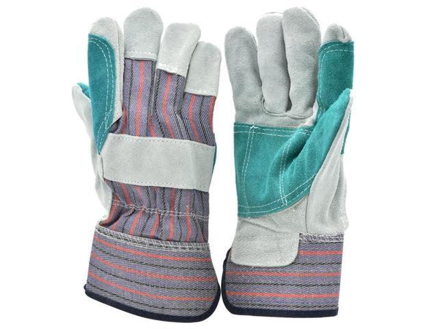 G & F Products Cowhide Leather Work Gloves, 5215L-5 Premium Suede Double Palm, Size Large, 5 Pack