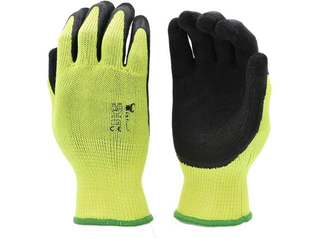 G & F Gloves for Work and Garden, Micro-Foam Textured Coated Palm, 6 Pairs, Color Green Small