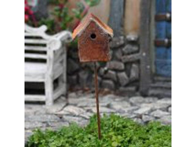 G & F Products MiniGardenn 10020 Fairy Garden Miniature Bird House Pick