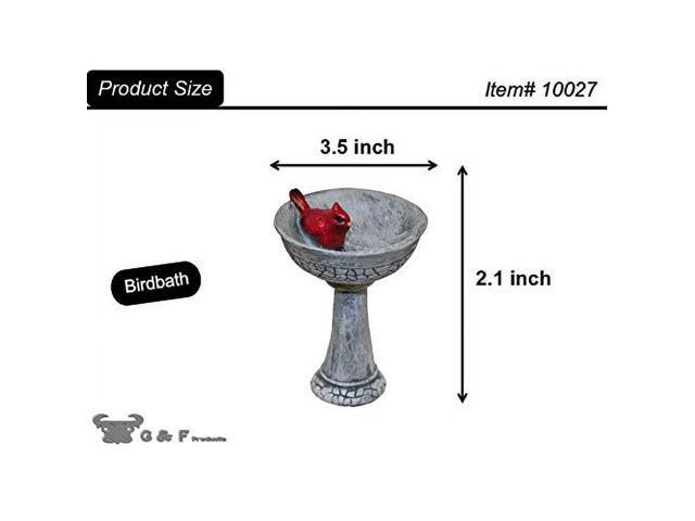G & F Products MiniGardenn 10027 Fairy Garden Polyresin Miniature, Cardinal Birdbath Pick