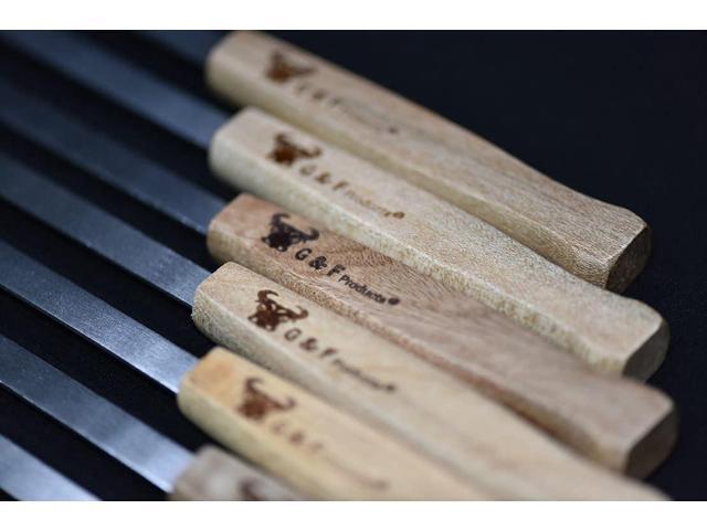 17-Inch Long, Large Stainless Steel Brazilian-style BBQ Skewers with hardwood Handle, Kebab Kabob Skewers, 3/8 Inch Wide Blade, Set of 8 Skewer...