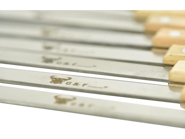 G & F Products 25619 2020 23 Inch Long 5/8 Inch Wide 2mm Thin Stainless Steel BBQ Skewer 8 Piece, Silver