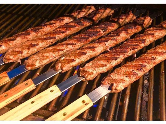 G & F Products 25619 2020 23 Inch Long 5/8 Inch Wide 2mm Thin Stainless Steel BBQ Skewer 8 Piece, Silver