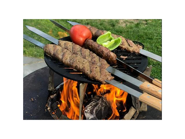 G & F Products 25619 2020 23 Inch Long 5/8 Inch Wide 2mm Thin Stainless Steel BBQ Skewer 8 Piece, Silver