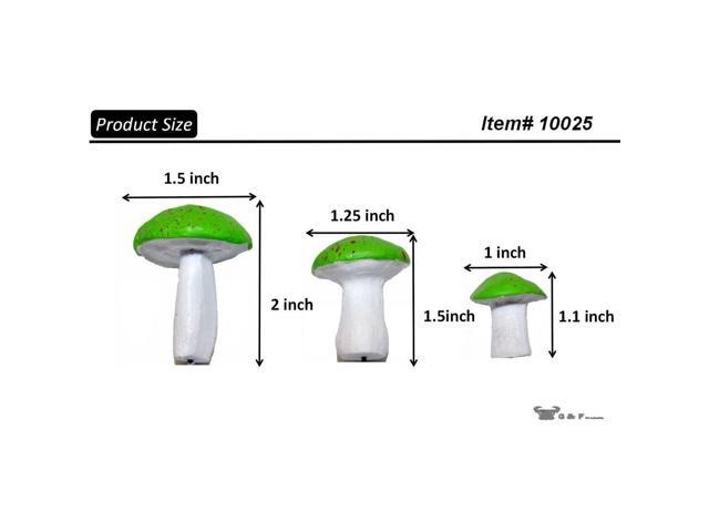 Miniature Mushrooms, Set of 3 for Miniature Garden, Fairy Garden Green