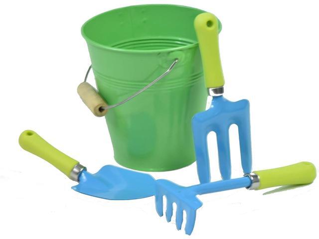 G & F Products 10051 JustForKids Kids Water Pail with Garden Tools Set, Green
