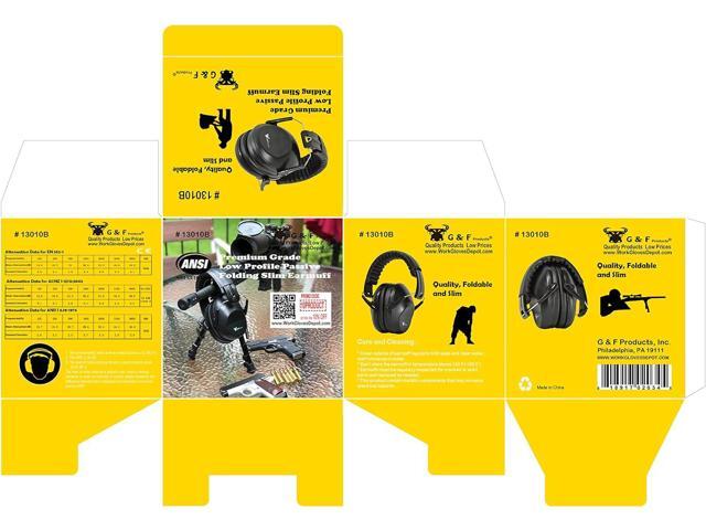 Earmuffs hearing protection with low profile passive folding design 26dB NRR and reduces up to 125dB, black