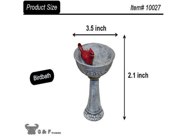 G & F Products MiniGardenn 10027 Fairy Garden Polyresin Miniature, Cardinal Birdbath Pick