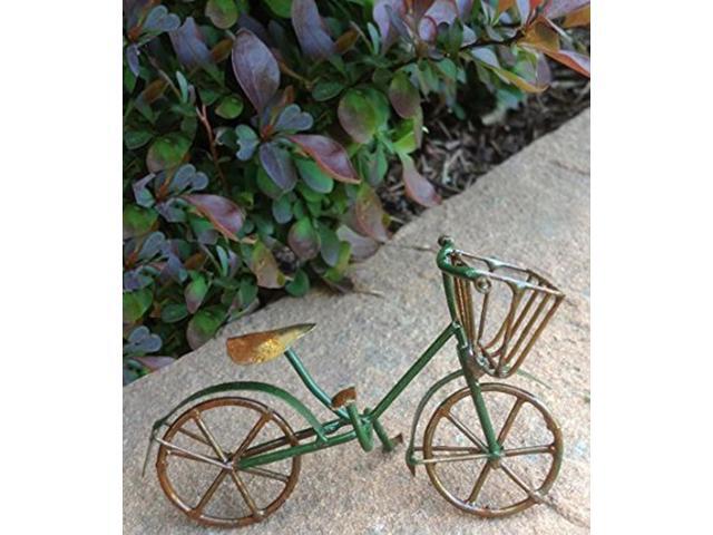 G & F Products 10022GR MiniGarden Fairy Garden Miniature Green Mini Bicycle Outdoor Statue, 3' Wide x 2' High