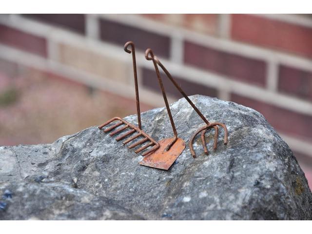 G & F MiniGardenn 10024 Fairy Garden Miniature Tools (Set of 4), Rustic