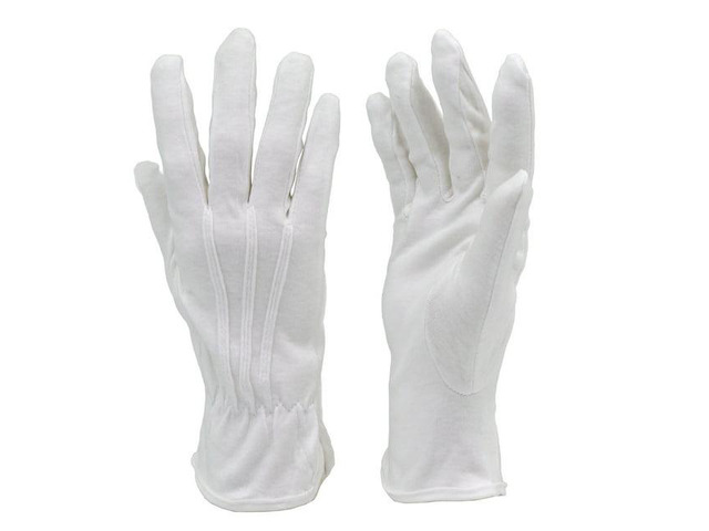 G & F Dress Gloves 100% Premium White Cotton Band Parade Gloves, 12 Pair(24 Gloves), Size x-Large