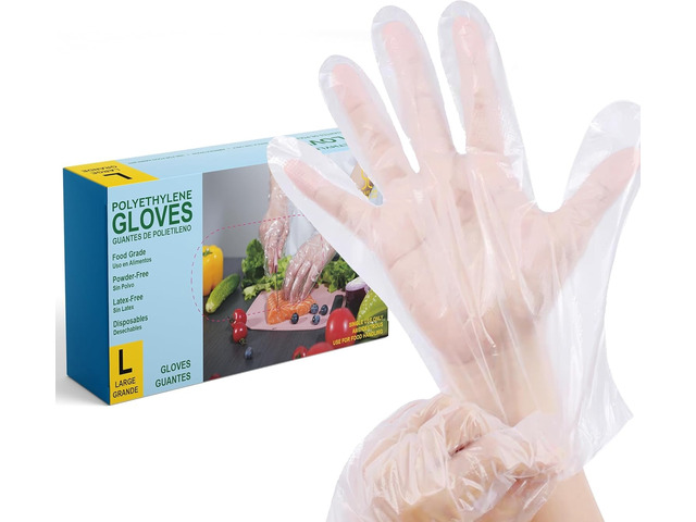 G & F Products Plastic Food Service Gloves Clear Poly Disposable Gloves Stretchable Fits All, Latex-Free, Powder-Free