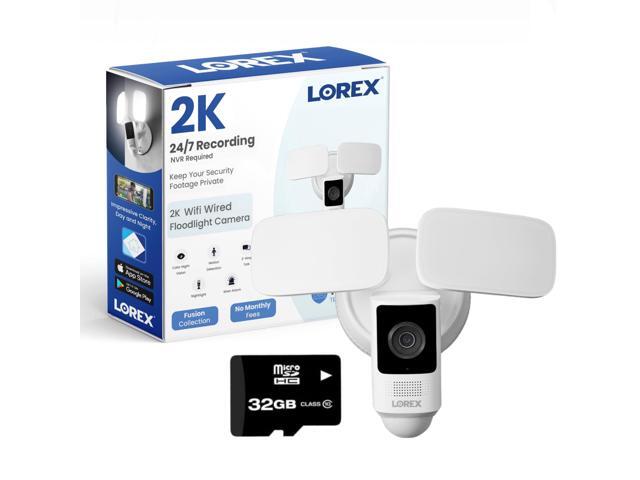 Lorex 2K Wi-Fi Floodlight Camera with Adjustable LEDs, Smart Motion Detection, 2-Way Talk, Color Night Vision, White