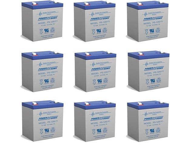 Power-Sonic PS-1250F1 12V 5Ah F1 AGM Rechargeable Battery - 9 Pack