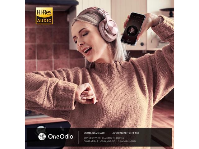 OneOdio A70 Bluetooth Over Ear Headphones, Wireless Headphones w/ 72H Playtime, Hi-Res, 3.5mm/6.35mm Wired Audio Jack for Studio Monitor & Mixing...