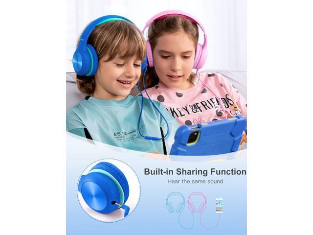 Kids Headphones with Cord, Over-Ear Headphones for Kids with Microphone, 85/94dB Volume Limit Headset for Kids with Shareport, Wired Headphones for...