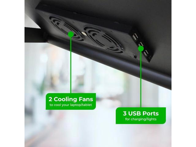 WorkEZ Executive Laptop Cooling Stand, Adjustable Desk for Bed, Foldable with 2 Fans & 3 USB Ports, Computer Lap Desk, PC Holder for Bed, Ergonomic...