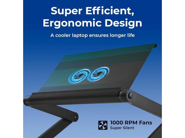 WorkEZ Executive Laptop Cooling Stand, Adjustable Desk for Bed, Foldable with 2 Fans & 3 USB Ports, Computer Lap Desk, PC Holder for Bed, Ergonomic...
