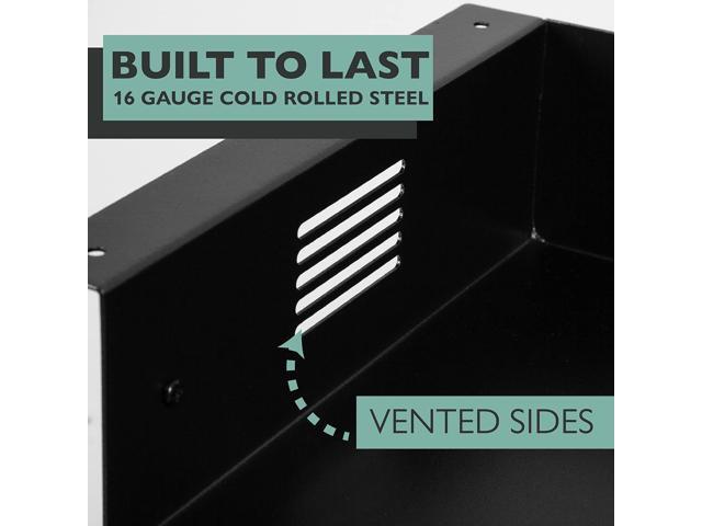 Ilyapa Under Desk CPU Mount, Steel Under Desk Computer Mount Vented Sides, PC Wall Storage, Laptop Stand, Shelf for Office Storage, 4x12x11 Inches