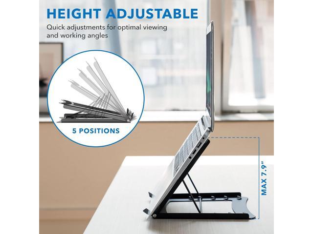 Laptop Stand for Desk Adjustable Height - Black Solid Steel Laptop Riser 5 Adjustable Heights Properly Positions Head, Neck, Back and Wrists to...