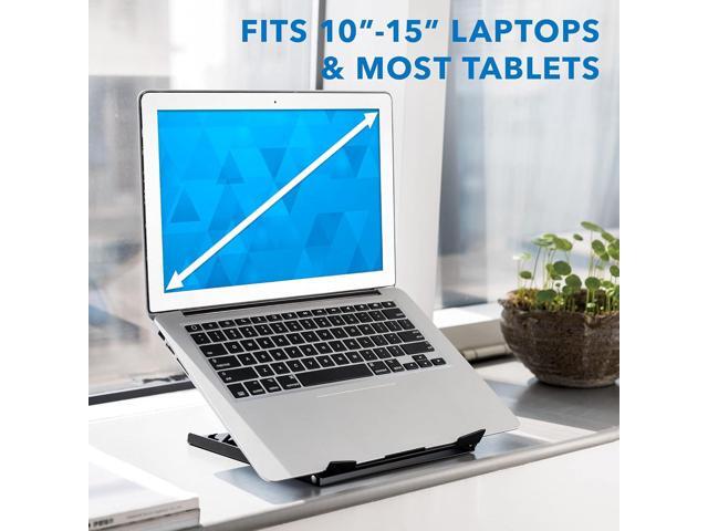 Laptop Stand for Desk Adjustable Height - Black Solid Steel Laptop Riser 5 Adjustable Heights Properly Positions Head, Neck, Back and Wrists to...