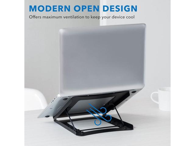 Laptop Stand for Desk Adjustable Height - Black Solid Steel Laptop Riser 5 Adjustable Heights Properly Positions Head, Neck, Back and Wrists to...