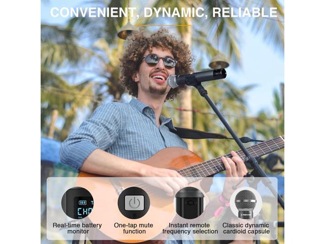 Phenyx Pro Dual Digital Wireless Microphone System, w/Handheld Dynamic Microphone, Bodypack Transmitter, Mini Receiver, 2x15 UHF Frequencies,...